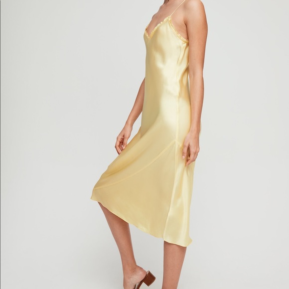Aritzia yellow satin slip dress - Picture 2 of 5